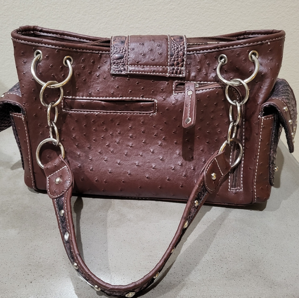 NWOT Cowgirl Trendy Elegant Brown & Gold  Embellished Women's Bag - Picture 6 of 7